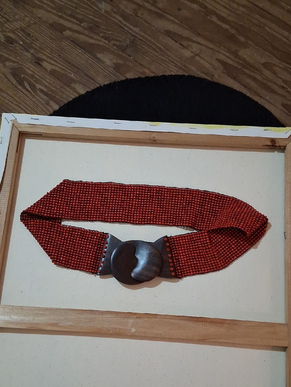 Beaded Stech Belt With Wooden Lobster Claw Clasp